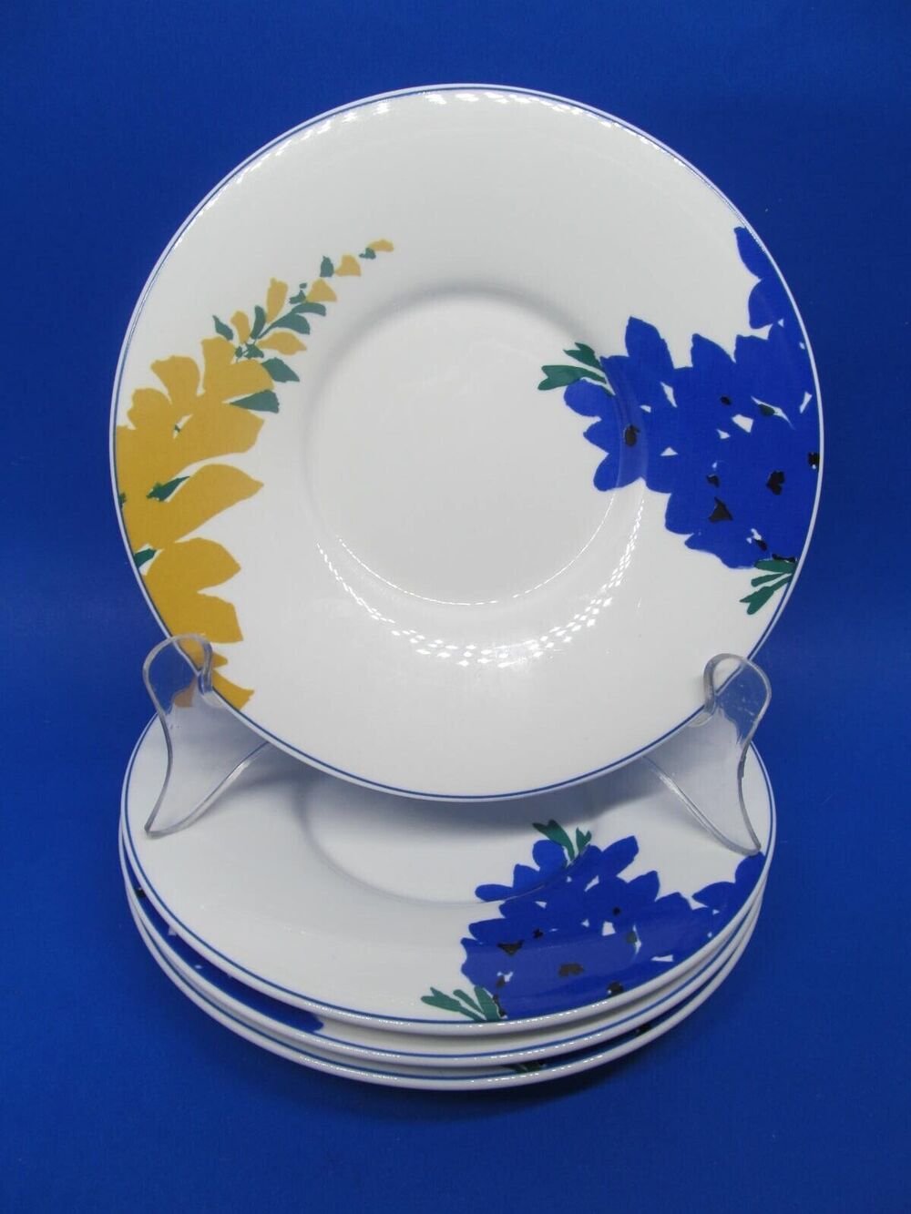 Mikasa Fantasy Fleur Set Of 4 Floral 6 3/8" Saucer Plates VGC